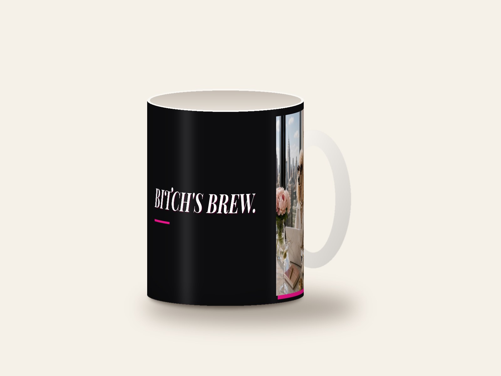 Mug printed with Bitch's Brew.