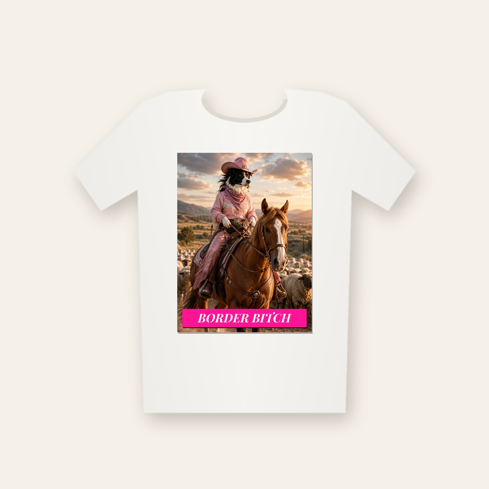 Tee printed with Border Bitch.